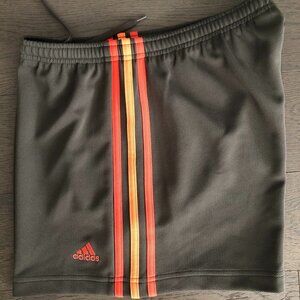 Adidas Vtg Climalite Athletic Shorts Signature Stripes Olive Green Orange Sz M